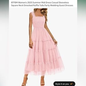 Amazon Pink Sleeveless Ruffle Dress